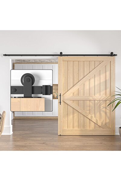 OEM Sistem uși glisante tip barn door Loft, șină neagră, set 335 cm