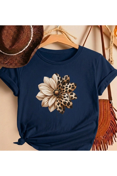 trendypassion Μπλουζάκι Unisex με σχέδιο λεοπάρ και μαργαρίτα