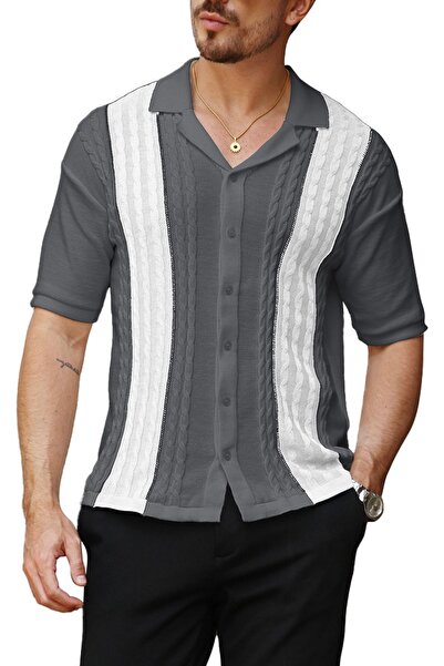 OEM Tricou Polo Bărbați Polówka Pulover Slim Fit Stilat Gri Alb S