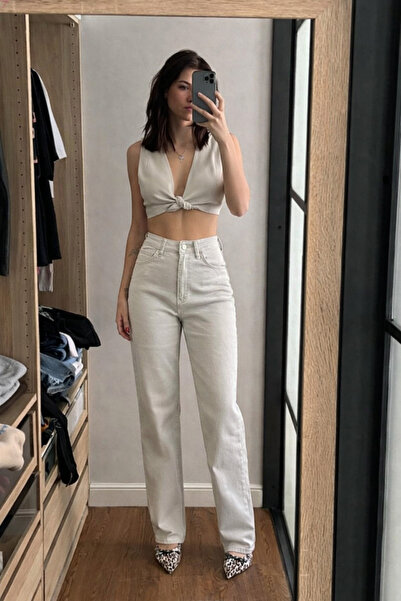 XRAY JEANS Γυναικείο παντελόνι τζιν Basic Classic Beige Palazzo