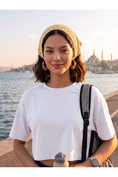 M&C Colleciton Kadın %100 Pamuk Yazlık File Örgü Fular Bandana Saç Aksesuarı