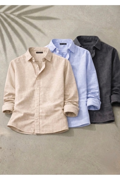 The Hench Men's Set of 3 Sofia Linen Shirts
