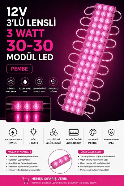 KUZEY AKSESUAR 3W Modül Led 3030 12v Mercekli 10 ADET