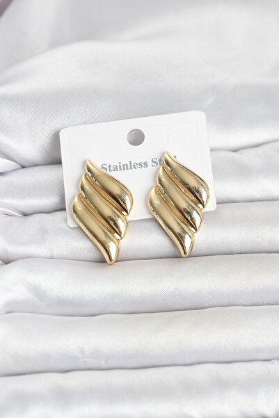 STİLLOVE 316L Steel Gold Color Motif Model Women's Earrings