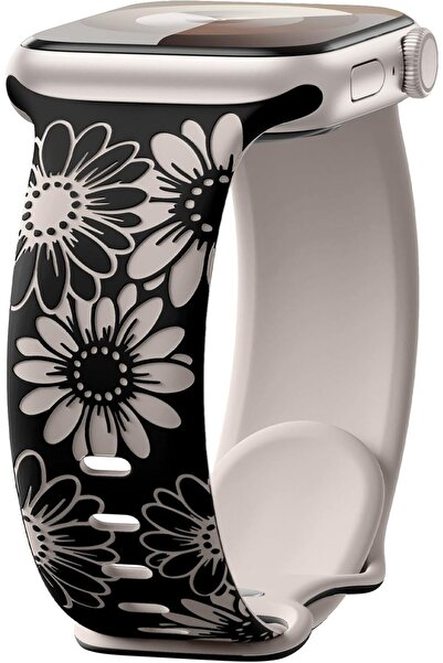 Upeak Floral Engraved Strap Compatible with Apple Watch Strap 41mm 40mm 38mm ...