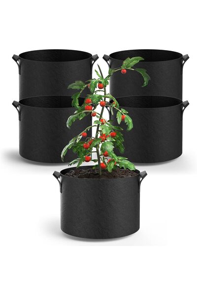 Arabest 5-Pack 5 Gallon Grow Bags, Thickened Nonwoven Fabric with Handles for...