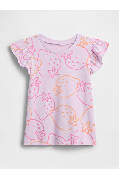 GAP Kız Bebek Lila Flutter Sleeve T-Shirt