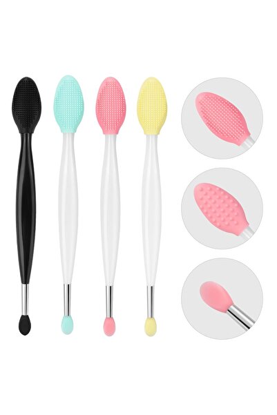 Arabest 4-Piece Dual-Ended Lip Scrub Brush, Silicone Exfoliator, Travel Lip M...
