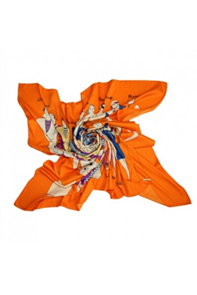 GiftForYou Esarfa din matase si poliester Paris Lady Orange