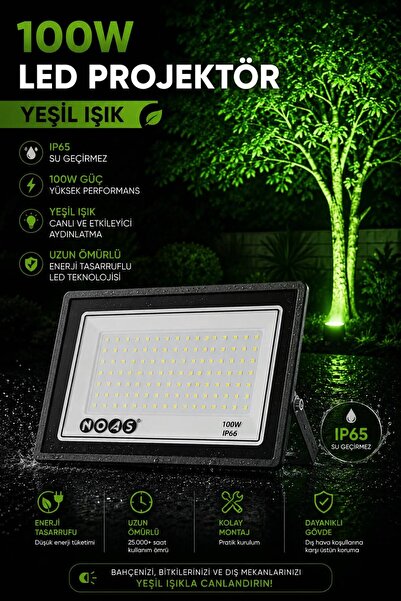 Noas 100 WATT LED PROJEKTÖR - YEŞİL