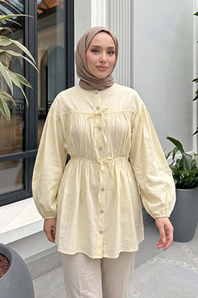 zenne تونيك برباط وتفاصيل رباط 2366 - أصفر