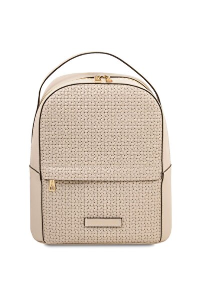 tuscany Leather Rucsac de damă din piele, model împletit - TL142576 - Bej