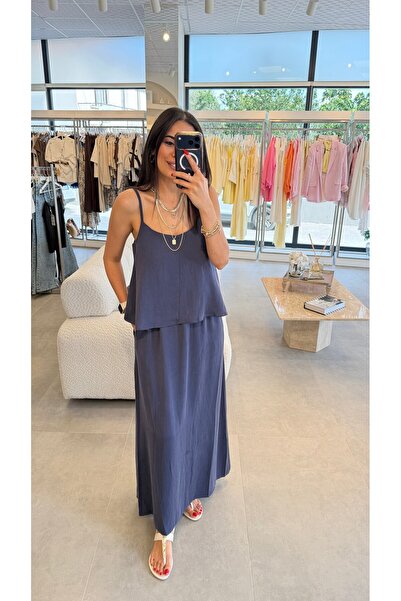 codudem Strappy Blouse Midi Skirt Summer Tensel Fabric Basic Set