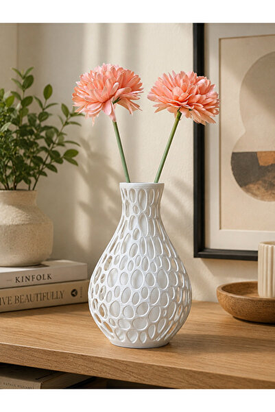 Lilac Home Yapay Çiçek Krizantem Detaylı Bohem 3D Vazo