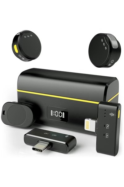 ZONBON ميكروفون لافالير لاسلكي لأجهزة آيفون/أندرويد مع منفذ لايتنينج/USB C (2...