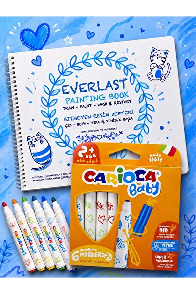 carioca Baby 6'LI Keçeli Kalem Ve Gıpta 25X35 Yıkanabilir Resim defteri (Boya...