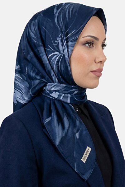 hadiora Women's Navy Blue Leaf Pattern Organic Cotton Soft Scarf