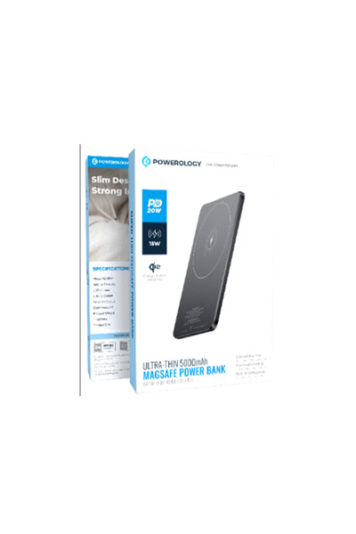 Powerology Ultra-Thin 5000mAh MagSafe Power Bank Grey