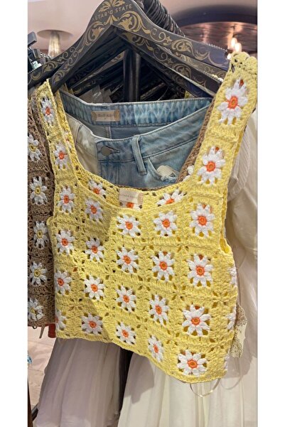ARTTMACRAME Women's Cropped Knit Blouse