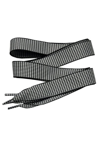 OEM Șireturi în carouri cu model, lățime 2.5cm, pachet 120cm – Negru