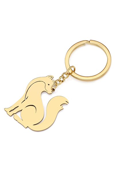 OEM Cute Fox Stainless Steel Keychain Gold Plated Charm Wallet Accessory – Gold