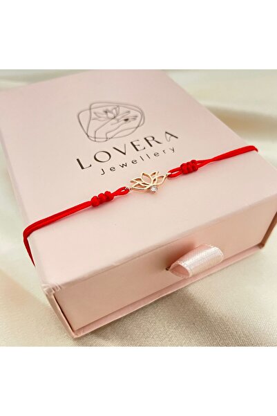 Lovera Jewellery 925 Ayar Gümüş Sertifikalı Rose Renk Tek Taş Lotus Çiçeği Şa...