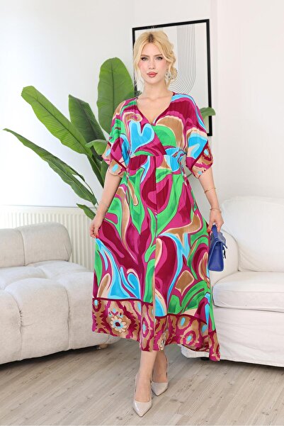 Siyezen Patterned Elastic Waist Dress