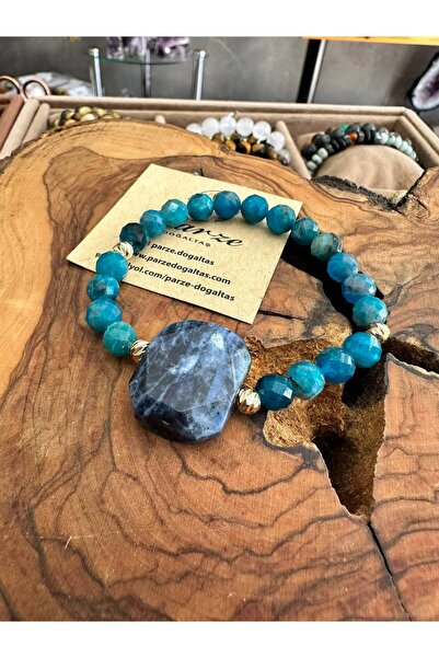 parze doğaltaş Apatite and Sodalite Natural Stone Design Bracelet