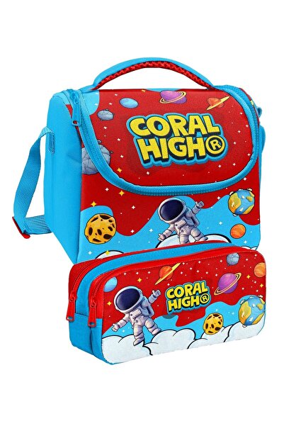 Coral High Red Blue Astronaut Printed Boys' Nutrition and Pencil Bag Set (371...