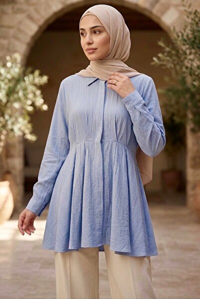 TOFİSA Pile Detaylı Çilek Tunik - 1312-BEBE-MAVI