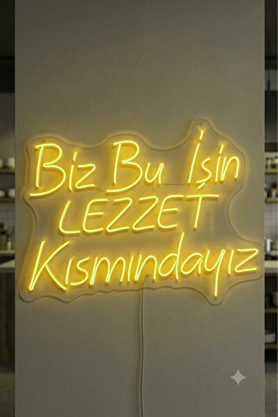 dekoraven Biz Bu İşin Lezzet Kısmındayız Yazılı LED Neon Tabela Duvar Dekoras...