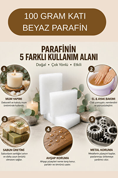 AKLIMDASIN Saf Parafin Blok Mum Yapımına Uygun Beyaz Parafin | Hobi, El Sanat...