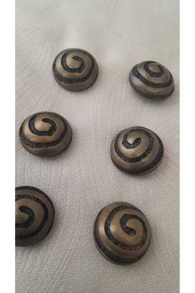 ILERI EUROPE Metalized Antique Yellow Button mm 6 Pieces