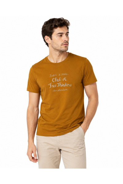 DİAMOND OUTLET Tricou cu imprimeu pentru bărbați, kaki - bleumarin - muștar -...