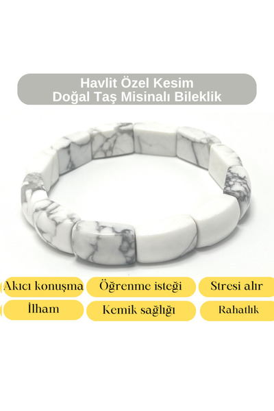 YILDIZ DOĞAL TAŞ Certified Howlite Special Cut Natural Stone Bracelet