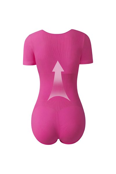 OEM Body modelatoare pentru femei cu mânecă scurtă Basic, pentru antrenament, sport, roz pal, M