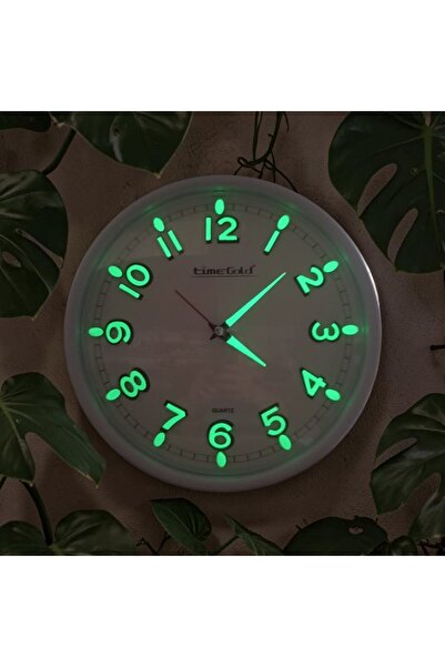 Time Gold Ceas de perete cu numere orizontale fosforescente 3D, silențios, cu...