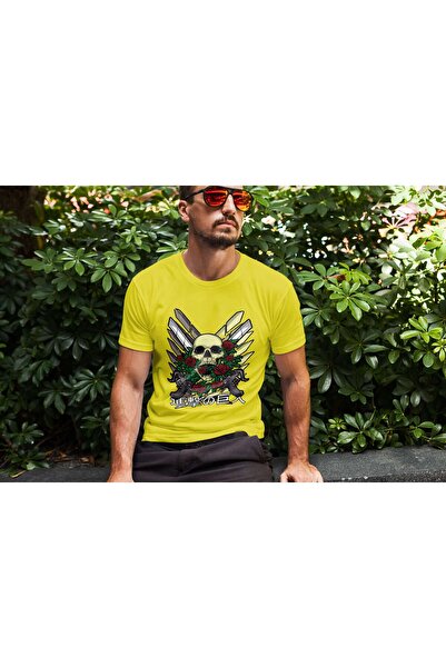 iLovePrints Skull with Roses and Guns Tshirt