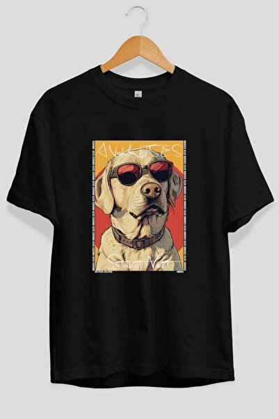 Ankhises Tricou supradimensionat negru cu imprimeu Dog For Love 5, 100% bumba...