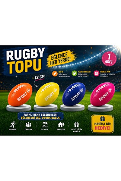Keyfi Sepet Rugby Topu 12 cm Renkli Mini Oyuncak Top Çocuk Oyun Topu Bahçe Pa...