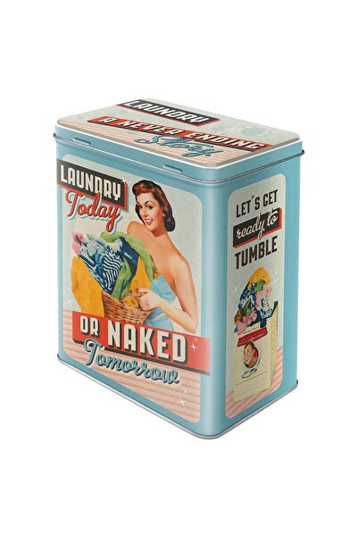 Nostalgic Art صندوق تخزين معدني بسعة 3 لتر من Laundry Today or Naked Tomorrow