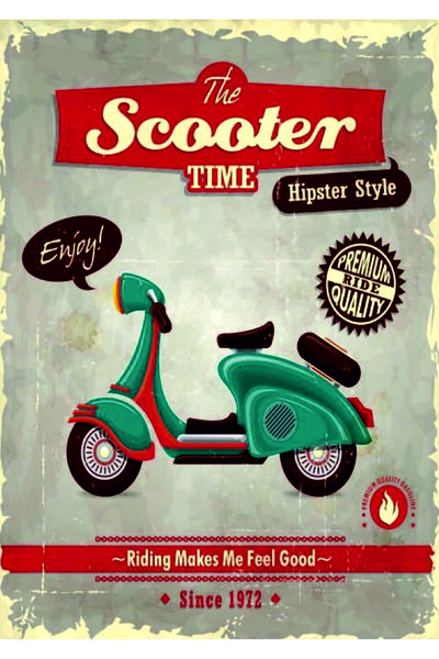 Lucena Design nostalgic pentru scuter, tablou din lemn MDF, semn de perete, p...