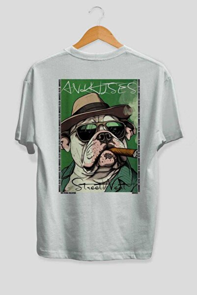 Ankhises For Dog Lovers 67 Back Dog Print White Oversize T-Shirt 100% Cotton ...