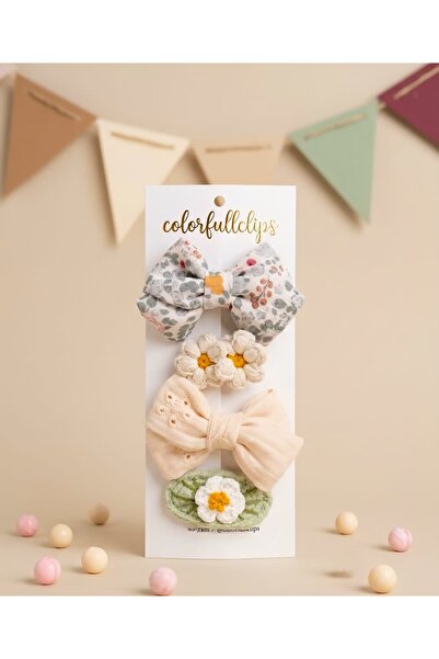 COLORFULLCLİPS Müslin Fiyonk Klips-Çıtçıt Toka Set