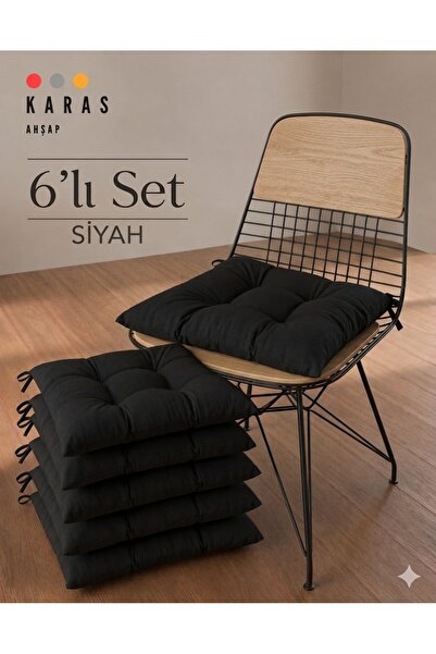 KARAS AHŞAP Tekstil Modern 6’lı Sandalye Minderi Takımı - Minder Seti (40x40 cm)