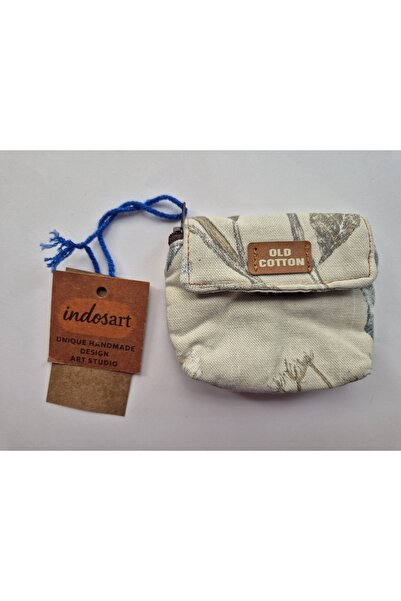 İndos Art Old Cotton Canvas Mini Cüzdan – Fermuarlı Bozuk Para Kesesi
