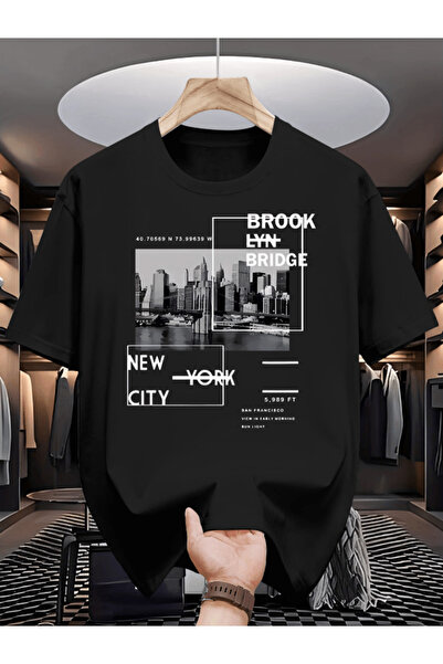 one button Ανδρικό μπλουζάκι με σχέδιο Brooklyn Detail Design, εμπριμέ, premi...