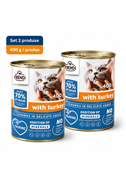 FRENDİ Cat cu Curcan, hrana umeda pentru pisici, Set 2 conserve, 2 x 400 g