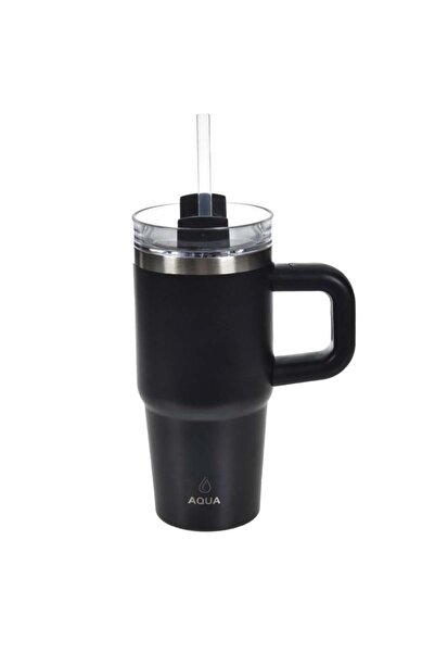 OEM Cană termos din oțel inoxidabil negru cu mâner, 420 ml, pentru cafea la drum