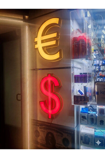 DURAK REKLAM Döviz Gold Işıklı Tabela - LEDli Dolar Ve Euro Sembolü Kutu Harf
